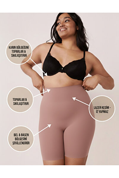 MİSTİRİK Anoky Model Yüksek Bel Esnek Kumaşlı Bel Silikonlu Lazer Kesim Şort ...
