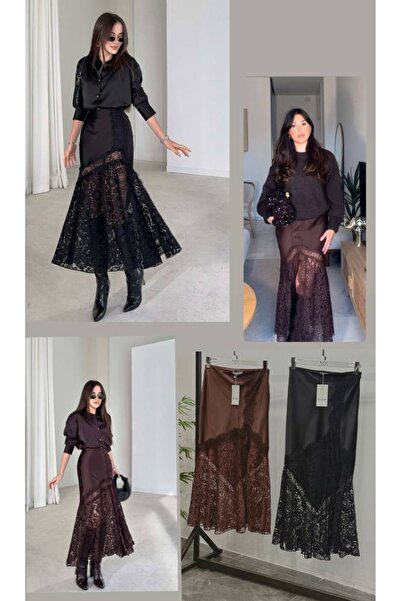 Hilals Butik Dantelli Saten Etek