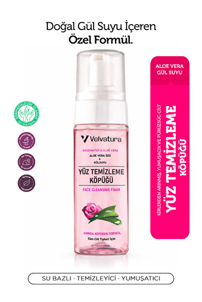 Velvatura Yüz Temizleme Köpüğü Gül Suyu Ve Aloe Vera Yıkama Köpüğü Canlandırı...