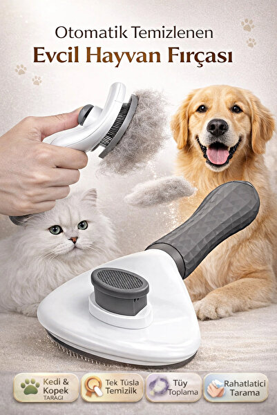 Tilbe Home Kedi Fırça ve Tarağı Kıl Tüy Toplama Basmalı Tiftik Kedi Köpek Evc...
