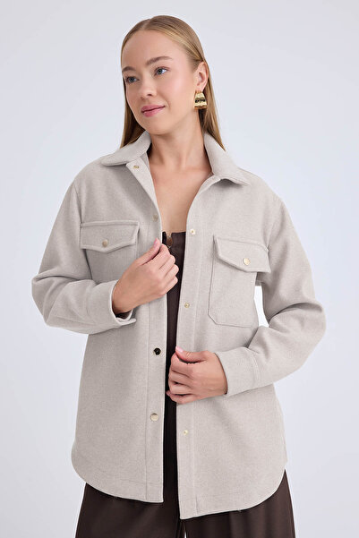 Vitrin Düşük Omuz Cepli Kaşe Ceket