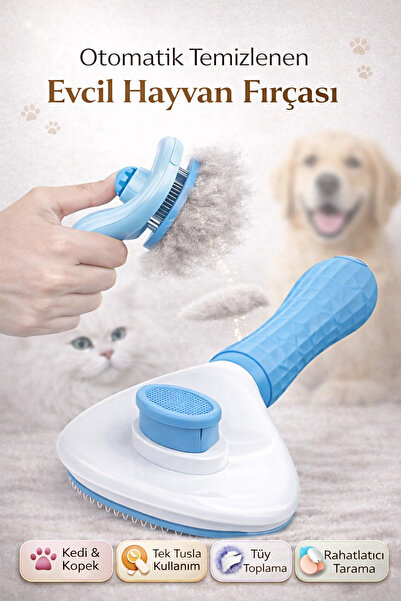 Tilbe Home Kedi Fırça ve Tarağı Kıl Tüy Toplama Basmalı Tiftik Kedi Köpek Evc...