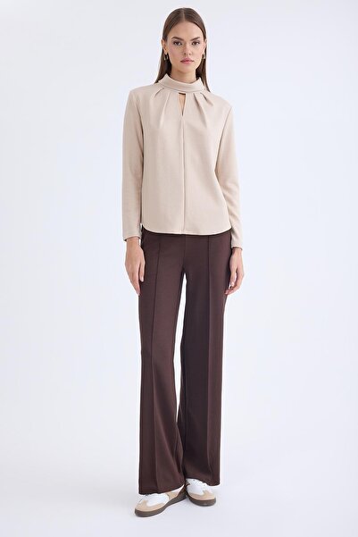 Vitrin Önü Dikişli Geniş Paça Beli Lastikli Pantolon