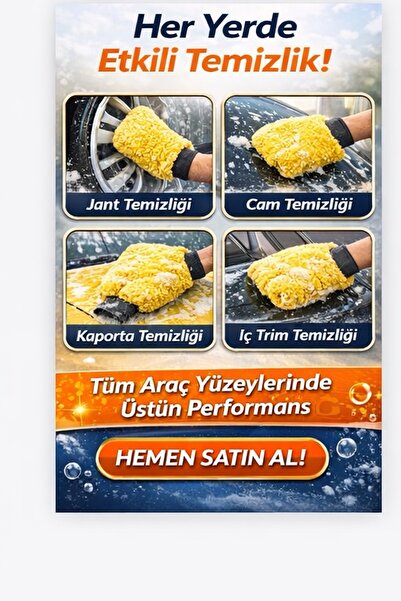DAT35 Sarı Mikrofiber Oto Yıkama ve Pasta Cila Eldiveni – Çiziksiz Profesyonel Temizlik