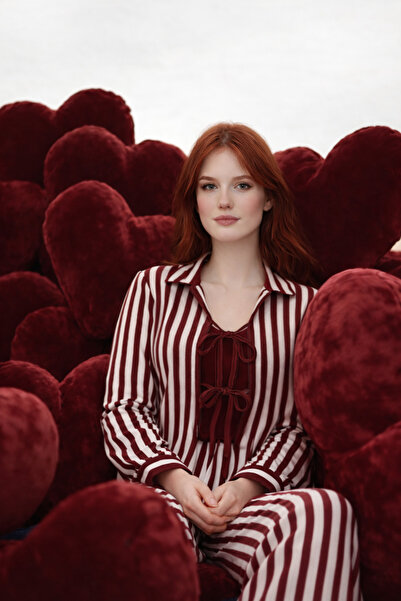 koza iç giyim طقم بيجامة قطنية مخططة مكونة من 3 قطع بتصميم عيد الحب