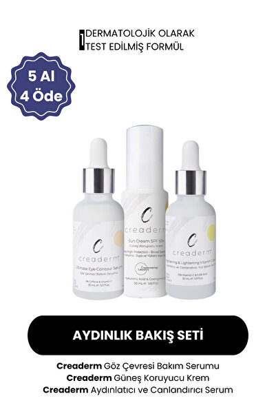 CREADERM Aydınlık Bakış Seti (Güneş Kremi & Vitamin C & Göz Çevresi Bakım Serum)