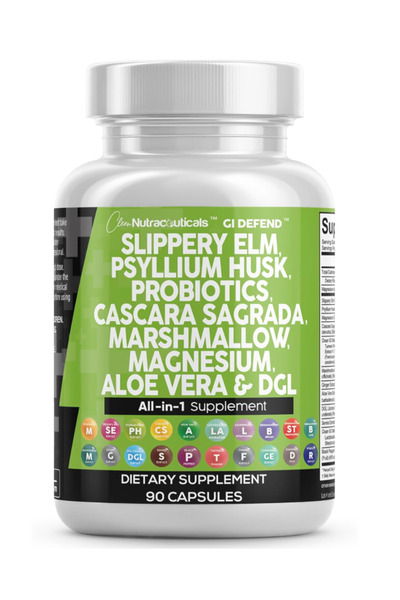 Clean Nutraceuticals Slippery Elm Psyllium Husk Pre Probiotic Digestive Gut H...