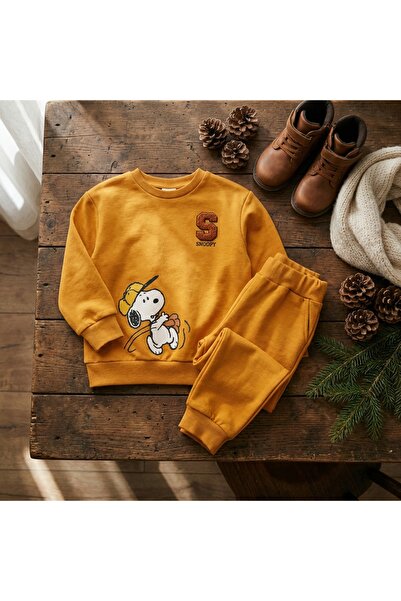 MODA طقم علوي وسروال سفلي من قماش القطن مع جيوب وطبقة داخلية من الصوف مطبوع ع...