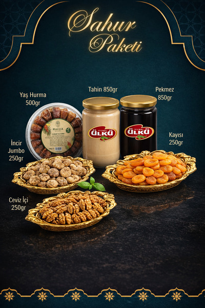 ÜLKÜ KURUYEMİŞ (6 ÇEŞİT) Ramazan Sahur Paketi Tahin + Pekmez + Kuru Kayısı + ...