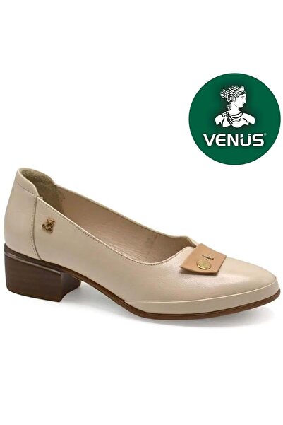 Venüs حذاء أكسنتور نسائي بكعب عالٍ من الجلد الطبيعي باللون البيج