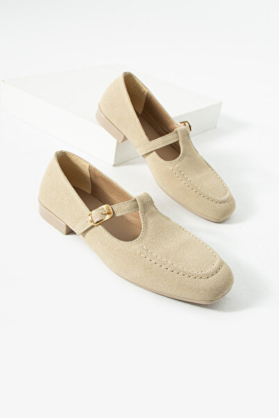diclepolat Pantofi de damă, bej, cu cataramă, cu talpă plată, casual, tip bal...