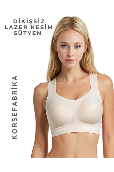 KORSEFABRİKA حمالة صدر ليزر غير مرئية بدون أسلاك مع بطانة سميكة وحمالات كتف
