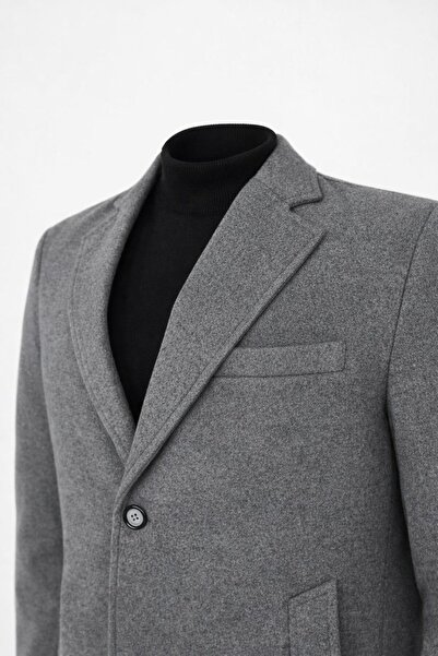 RUVEN TEKSTİL Jacket Collar Checked Coat