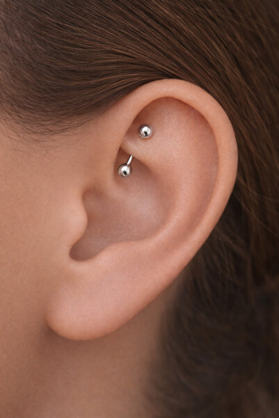 Sacce Scarves&Accessories Düz Çelik Rook Piercing Daith Helix Kaş Göbek Lob U...