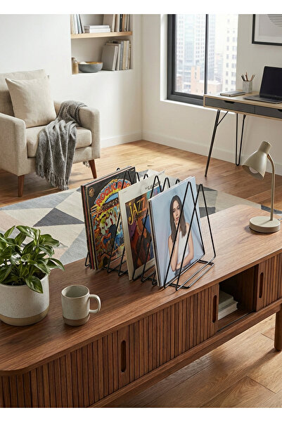 Uyan Ev Ürünleri UYAN EV ÜRÜNLERİ Metal Üçgen Dergilik Kitaplık Plaklık Masa ...