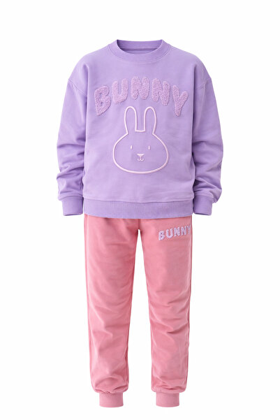 CQCQ Girls' Embossed Teddy Bear Patterned Fleece Tracksuit Set – Comfortable ...