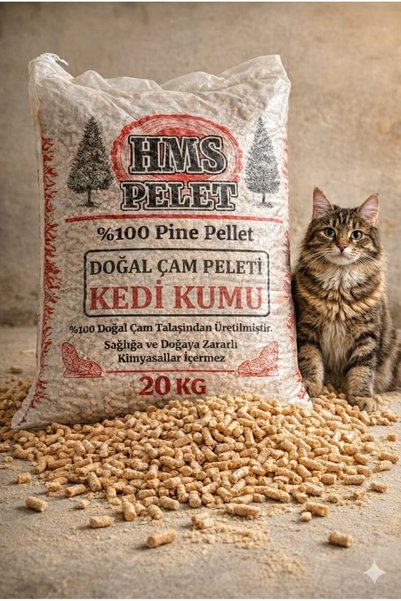 NO BRAND %100 Doğal çam peleti kedi kumu 20 KG Milim