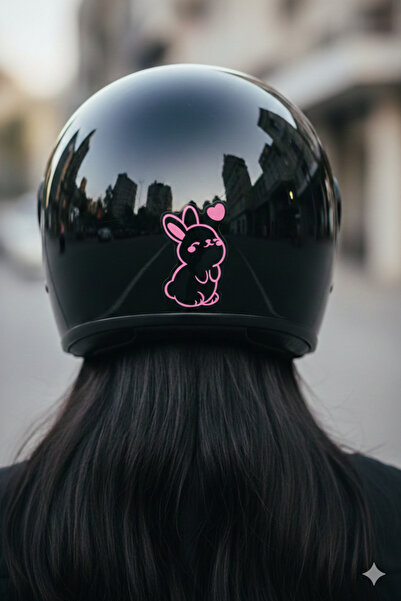 Yalıgraf Reklam Tabela Sevimli Tavşancık Kask Sticker Motor Araba Folyo Yapış...