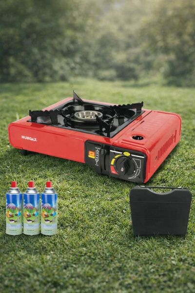 abnturk Kendinden Çakmaklı Seyyar Kamp Ocağı 3 Adet Gaz Kartuşu Hediyeli Özel...