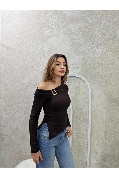 peri tower PRODUS NOU Bluză de damă din țesătură plisată, cu cataramă și umer...