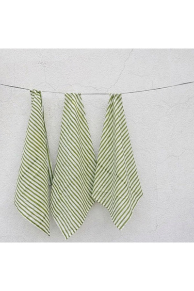 HOME ART ATELIER hand made غطاء غداء مدرسي مكون من 4 قطع قابل للغسل بخطوط خضراء