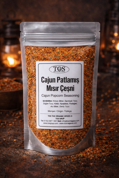 TOS The Organic Spices Cajun Patlamış Mısır Çeşni 100 gr Cajun Popcorn Season...