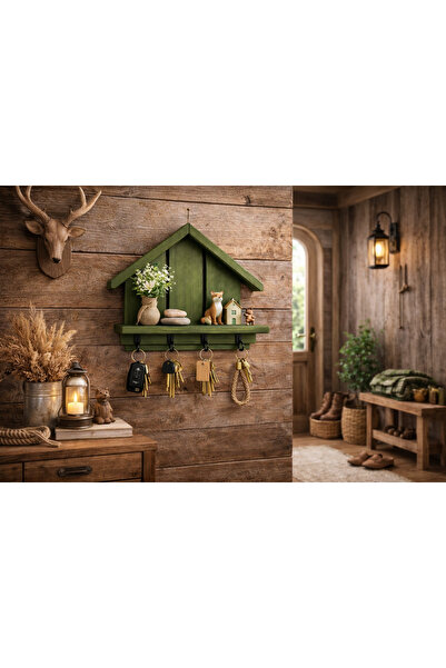 Holly Touch Masif Ahşap Anahtarlık Rafı – Duvar Tipi Askılı Anahtar Düzenleyi...