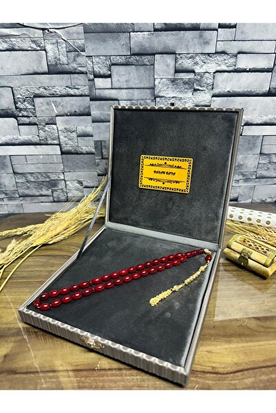 Koleksiyon Tesbih Kişiye Özel Kadife Kutulu Ateş Kehribar Tespih Hediyelik Te...