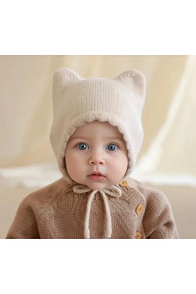 Little Dude Çift Kulaklı Örme Bebek Şapkası