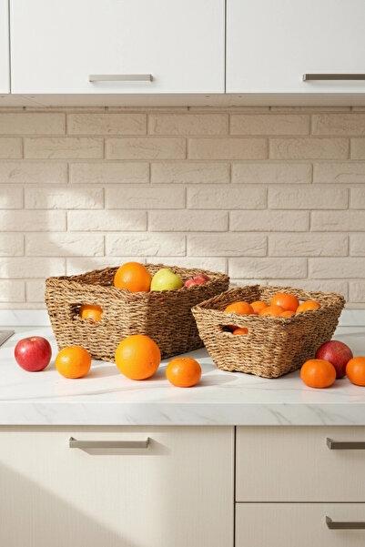 AVANTAGE HOME Alessia - Set of 2 Natural Decorative Wicker Multi-Purpose Bask...