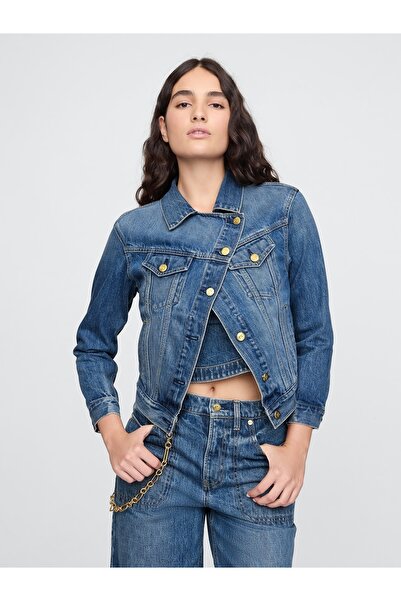 GAP Kadın Mavi Gap × Cult Gaia Asimetrik Denim Ceket