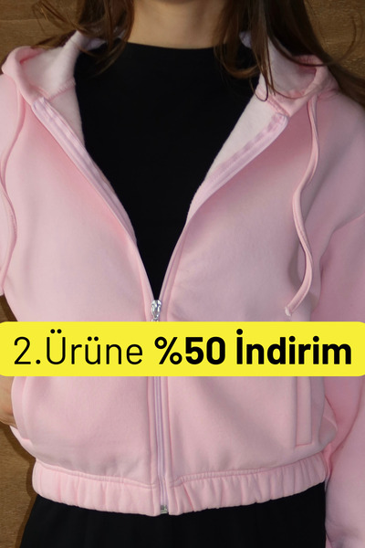 Balenbi كارديجان نسائي قصير بسحاب وقلنسوة مع بطانة صوفية داخلية بثلاث خيوط 1111