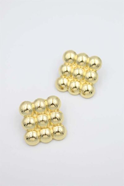 Royaleks أقراط معدنية مربعة - ذهبي