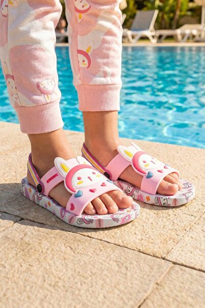 GEZER Yazlık Kız Çocuk Islak Zemine Uygun Lucky Girl Günlük Havuz Plaj Terlik...