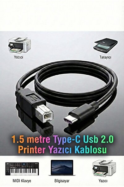 Derwell 1.5 Metre TypeC To Usb Printer Kablo Macbook Hp Canon Samsung Yazıcı ...