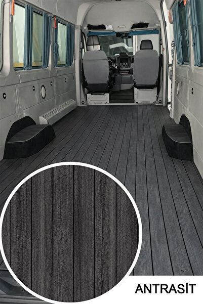 SAYIN TEKSTİL Parke Desenli Taban Muşambası Çizgili - ANTRASİT - 200 cm