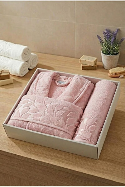 Fiesta Bornoz Seti 3 Parça Elit Pamuk Bornoz Kadife Havlu Seti