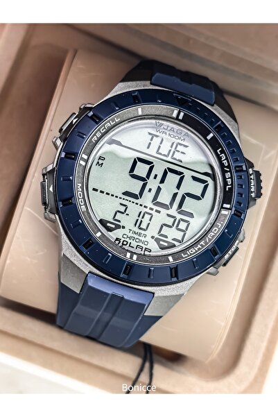 Jaga ساعة يد رياضية رقمية من السيليكون باللون الأزرق الداكن، مقاومة للماء (من...