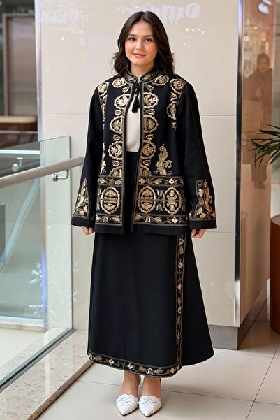 Ghisa Gold Sim İp Nakışlı Kap Etek Takım