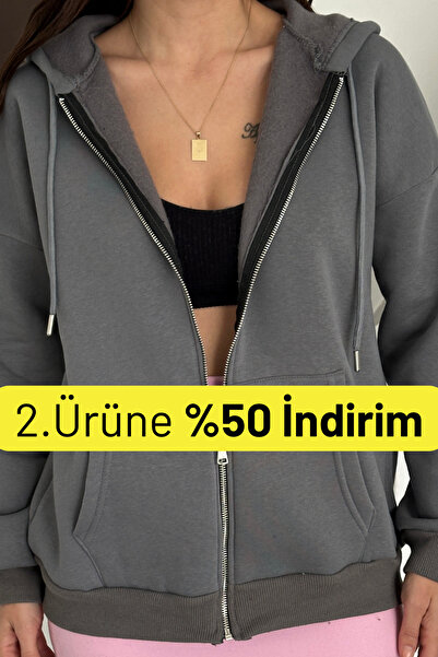 Balenbi سترة نسائية كبيرة الحجم بغطاء للرأس مصنوعة من الصوف بثلاث خيوط 1110