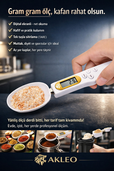 Pratik Evim Dijital Hassas Kaşık Tartılı 0.1g Hassasiyet – Gram Ölçer Mutfak ...