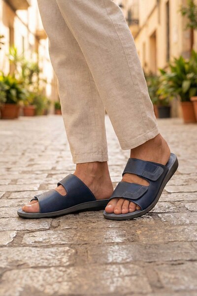 GEZER شبشب رجالي صيفي من الجلد الصناعي قابل للفصل بنعل مريح