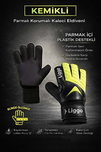 Liggo Plonjon Kemikli Kaleci Eldiveni Bilek Bandajlı Parmak Destekli Kaleci Eldiveni 7-8-9-10