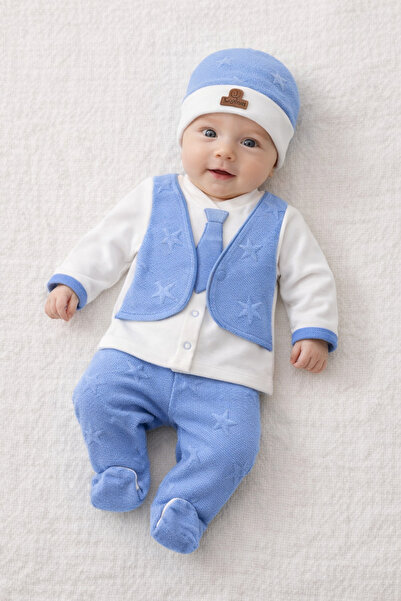 CONCON BİDUNYABEBE طقم أطفال أولادي بنمط النجوم 100% عضوي - 5 قطع