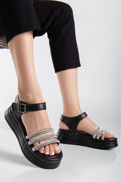 ARMÜZ Lalen Black Belted Sandals