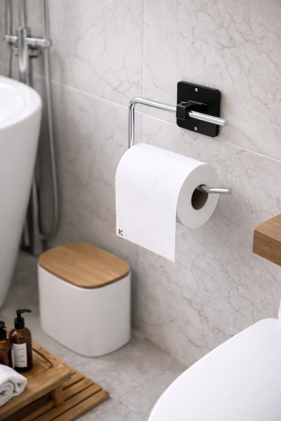KARTEYA Adhesive Silver Toilet Paper Holder/Toilet WC Paper Holder