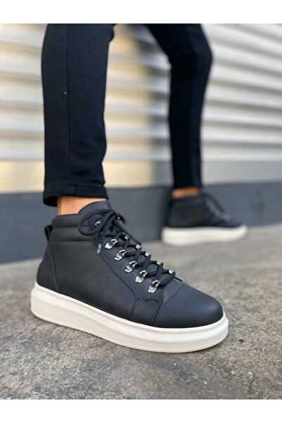 Run&Chic Jy206 Ottawa Lace-Up Orthopedic Sole Skin Men's Sports Boots Cbt Black