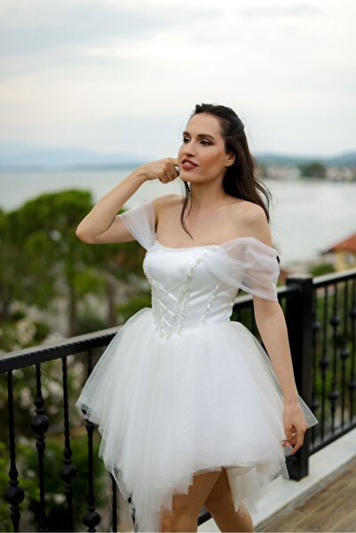 bride in love Korsajlı Beden ,mini Boy Gelinlik,after Party,nikah Elbisesi