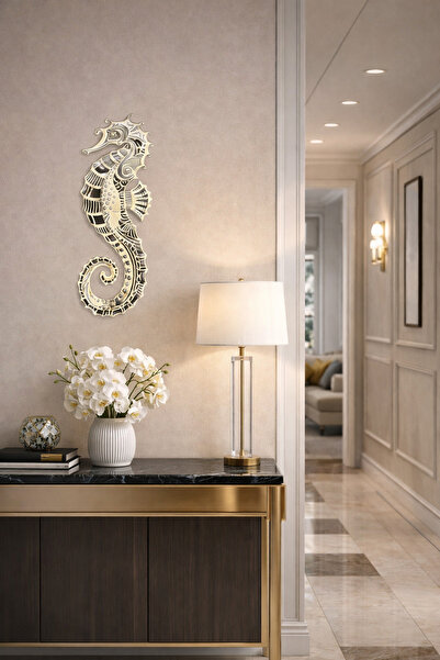 Aries Shopping Deniz Atı Denizatı Mdf Üzeri Gümüş Pleksi Duvar Dekorasyon Ürünü