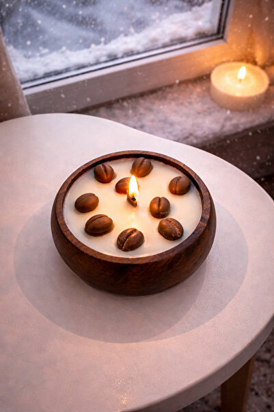 ORANGE CONCEPT Sandal Ağacı Esanslı Doğal Ahşap Kase İçinde Kahve Çekirdekli ...